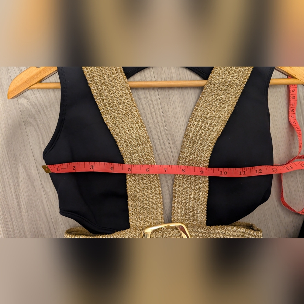 River Island Black & Gold Swimsuit Buckle Plunge - Never Worn - Picture 9 of 10